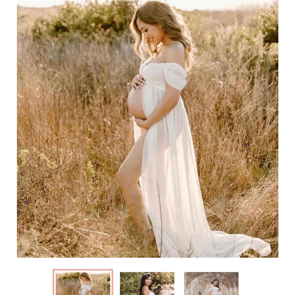 Maternity Cinderella Ball Gown White Long Sheer Boutique Dress